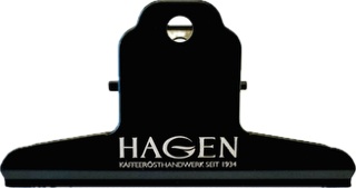 Kaffeetüten Clip Schwarz Hagen-Logo einseitig